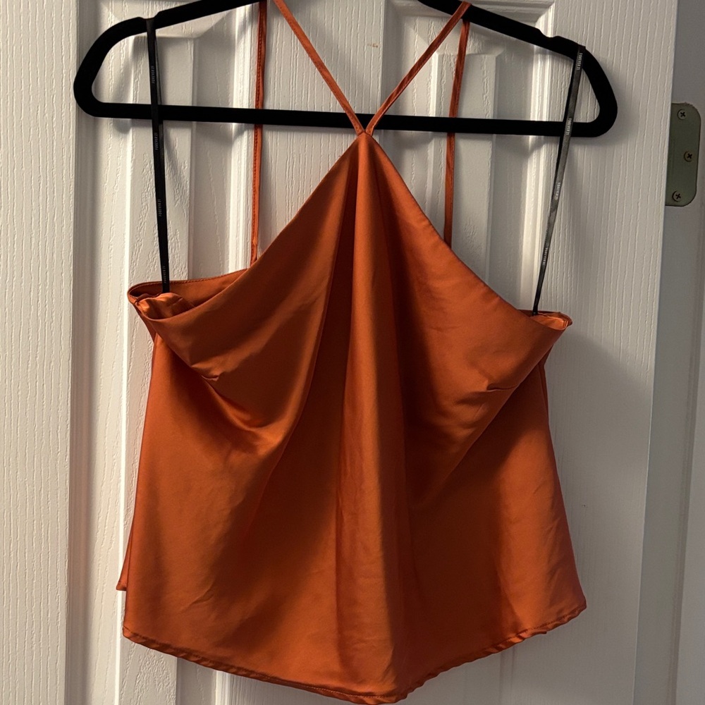 Sleek Orange Satin Cami Top